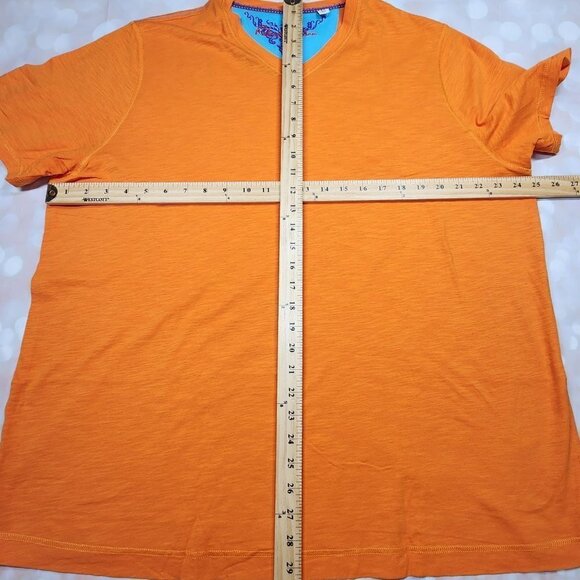 Robert Graham Lightweight Orange V-Neck T-Shirt, Men's XL - Picture 6 of 8